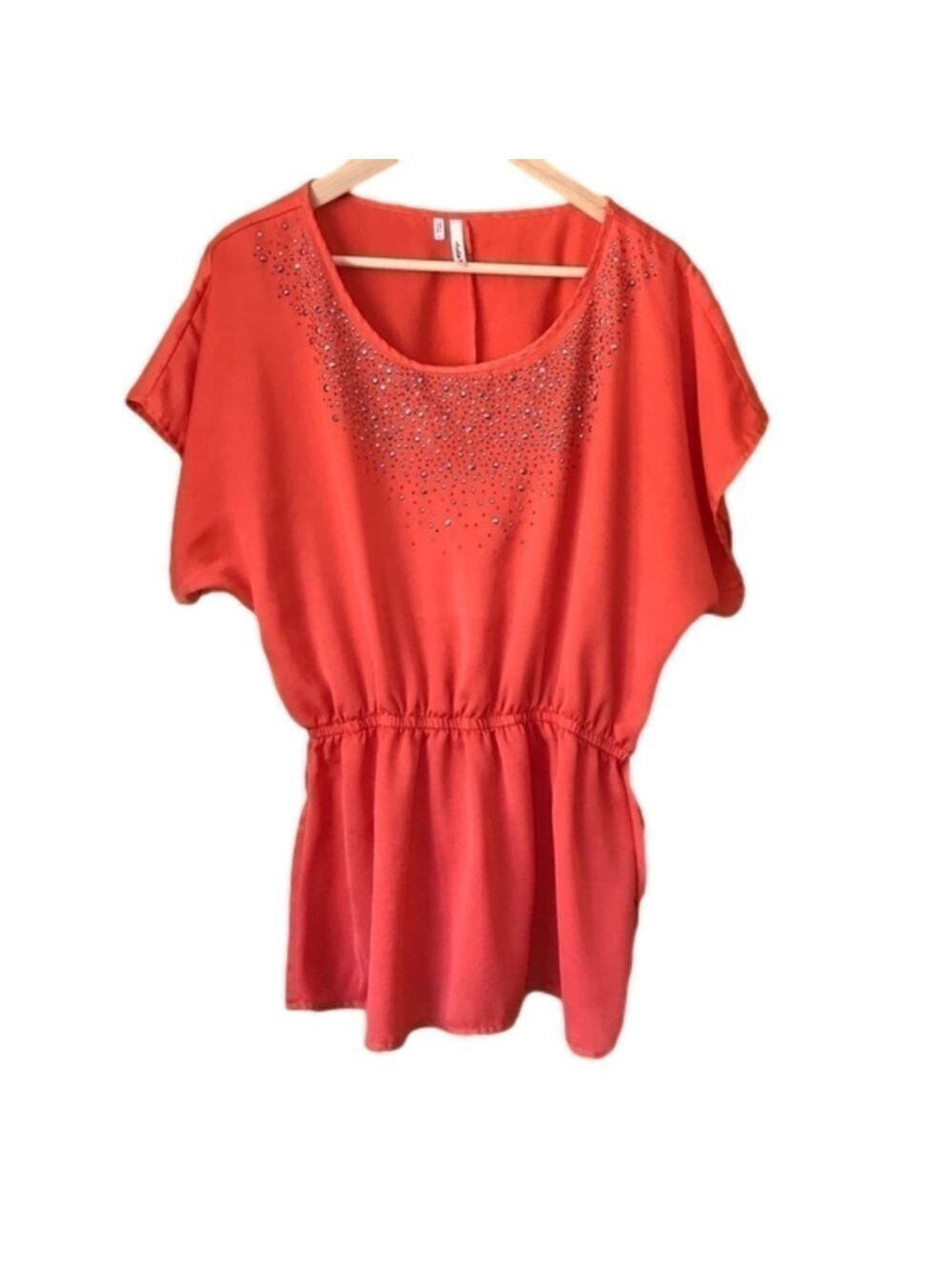𝅺STUDIO Y coral studded tie waist tunic top size large